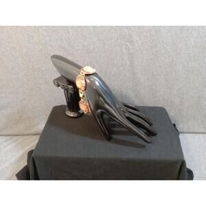 Jewelry Copper Link Bracelet Vintage Rose Gold Peach Embedded Glass Stones